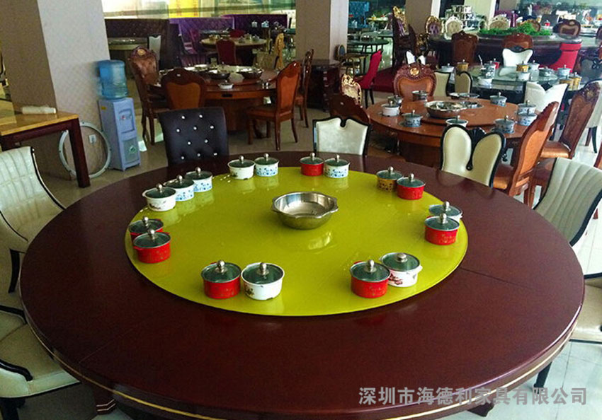 实木圆形火锅桌子