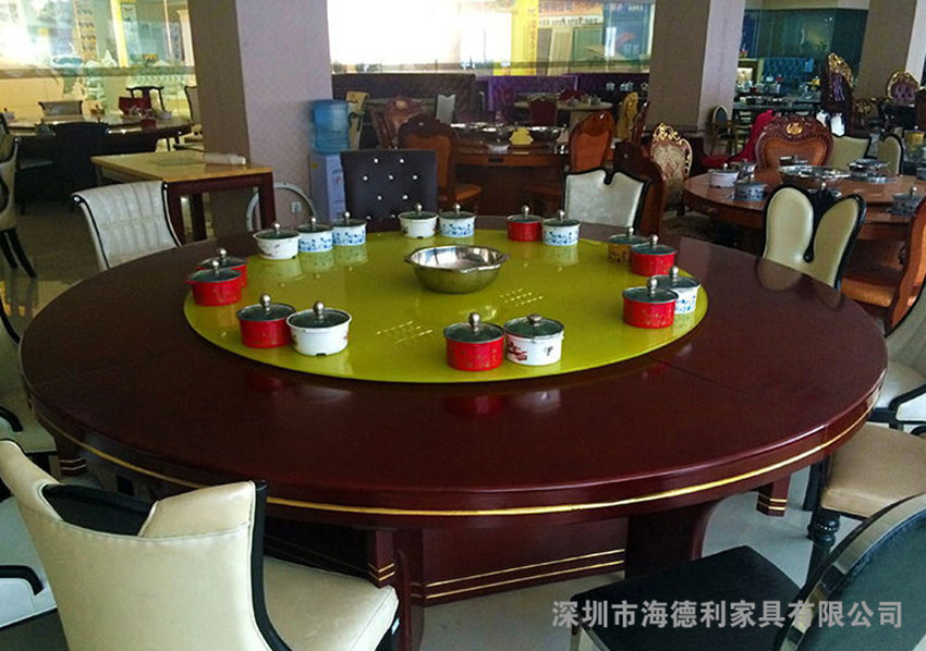 实木圆形火锅桌子