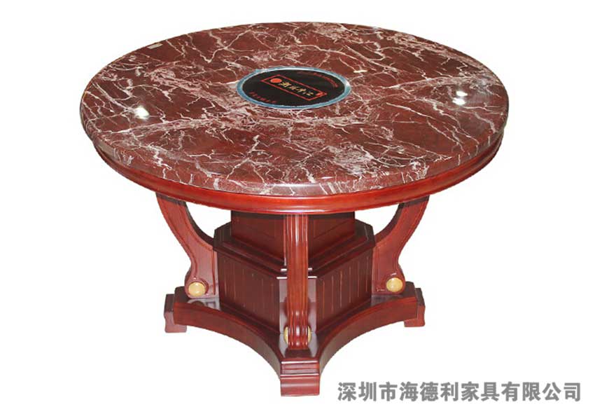中式大方豪迈圆形实木火锅桌