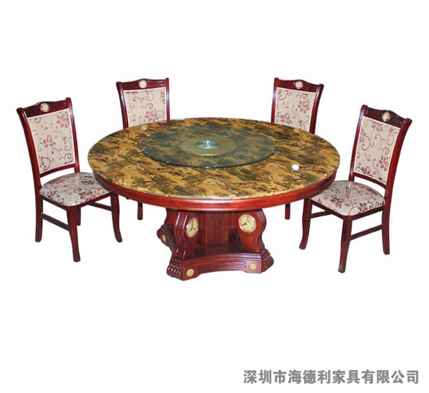 中式古典实木火锅圆桌
