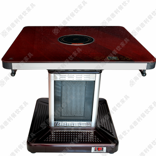 钢化玻璃电磁炉火锅桌 不锈钢火锅桌 长形快餐桌