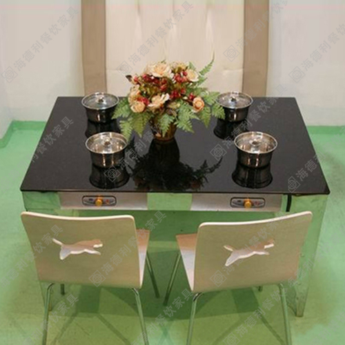 不锈钢火锅桌电磁炉火锅桌 长方形火锅电磁炉桌